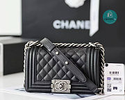 Chanel Small Boy Chanel Handbag Silver Hardware In Black 12x20.5x8.5 cm  - 6