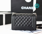 Chanel Small Boy Chanel Handbag Silver Hardware In Black 12x20.5x8.5 cm  - 4