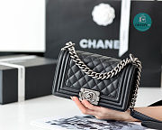 Chanel Small Boy Chanel Handbag Silver Hardware In Black 12x20.5x8.5 cm  - 3
