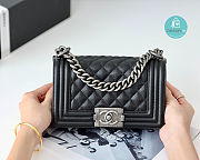 Chanel Small Boy Chanel Handbag Silver Hardware In Black 12x20.5x8.5 cm  - 2