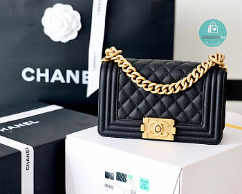 Chanel Small Boy Chanel Handbag Gold Hardware In Black 12x20.5x8.5 cm 