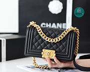 Colestore Chanel Small Boy Chanel Handbag Gold Hardware In Black 12x20.5x8.5 cm  - 6