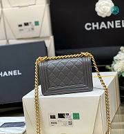 Chanel Le Boy Mini Caviar In Grey 15x10x6cm  - 6