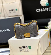 Chanel Le Boy Mini Caviar In Grey 15x10x6cm  - 3