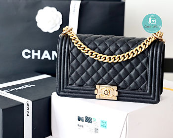 Chanel Black Quilted Lambskin Medium Le Boy Bag 15x25x9cm