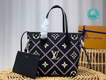 Louis Vuitton Neverfull MM Bag+Pouch Empreinte Black/Pink 31.0 x 28.0 x 14.0 cm