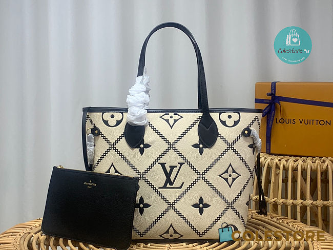 Louis Vuitton Neverfull MM Bag+Pouch Empreinte Cream/Black 31.0 x 28.0 x 14.0 cm - 1