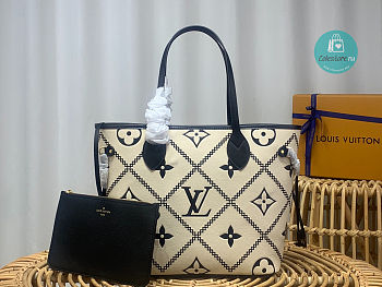Louis Vuitton Neverfull MM Bag+Pouch Empreinte Cream/Black 31.0 x 28.0 x 14.0 cm