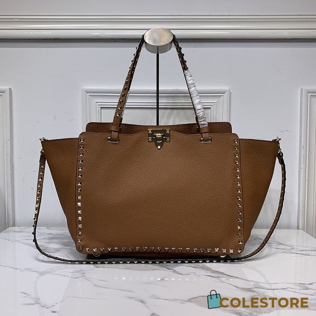Valentino Garavani Rockstud Medium Brown Tote 32.5x25x12.5cm - 1