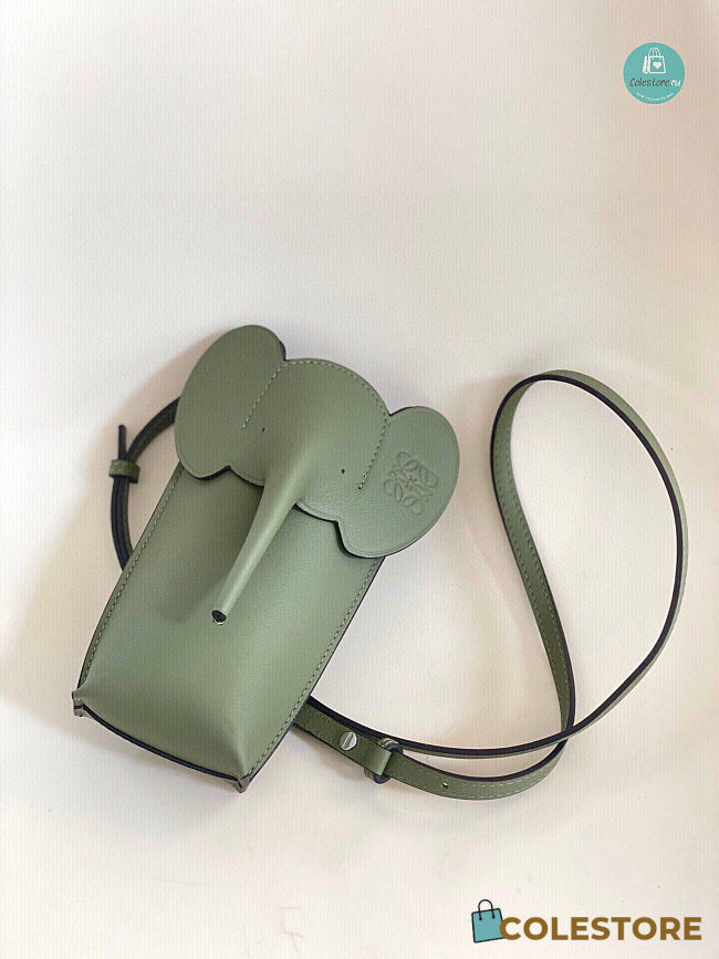 Loewe Elephant Leather Cross-body bag In Avocado Green 19x8x4cm - 1