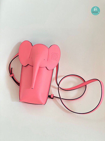Loewe Elephant Leather Cross-body bag In Avocado Pink 19x8x4cm