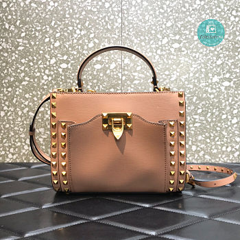 Valentino Garavani Rockstud-embellished Tote Bag In Nude 22x17x7cm 