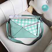 Loewe Gingham Puzzle Bag In Turquoise Size 29cm - 2