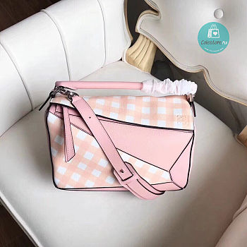 Loewe Gingham Puzzle Bag In Pink Size 29cm