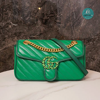 Gucci GG Marmont Small Shoulder Bag In Green 24x13x7cm
