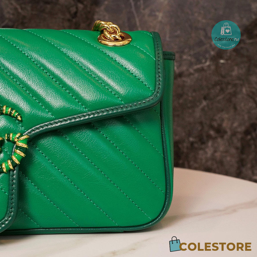 Gucci GG Marmont Small Shoulder Bag In Green 24x13x7cm - Colestore.Ru