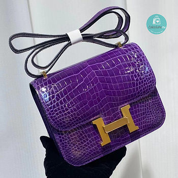Hermes Constance 24 Crocodile Leather In Purple