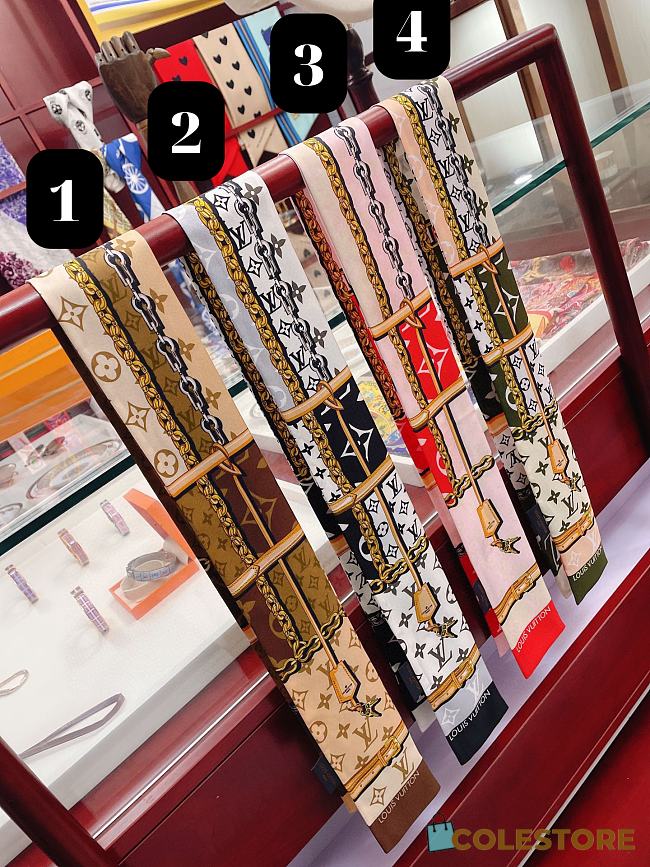 Louis Vuitton Confidential Monogram Giant Twill Silk Double-sided Scarves 4 styles size 8X120cm - 1