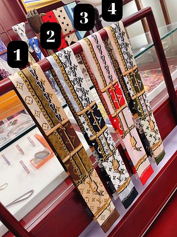 Louis Vuitton Confidential Monogram Giant Twill Silk Double-sided Scarves 4 styles size 8X120cm