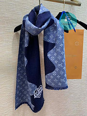 Louis Vuitton Monogram Drip Scarf In Blue 100% wool 200 x 43cm - 3