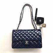 Chanel Classic Flap Bag Patent Leather In Navy Gold/Silver Hardware 25x16x8 CM - 6
