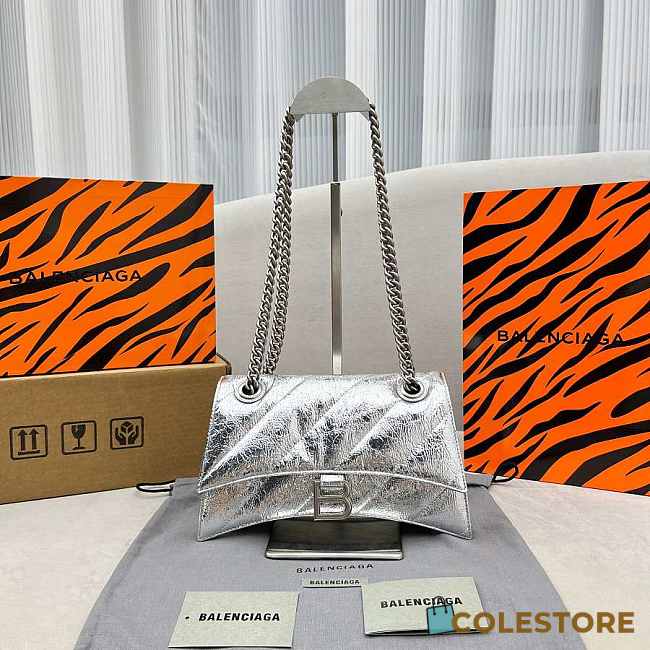 Colestore Balenciaga Crush small chain-strap silver shoulder bag 25x15x9.5cm - 1