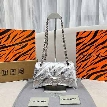 Colestore Balenciaga Crush small chain-strap silver shoulder bag 25x15x9.5cm