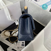 Chanel Mini Flap Bag with Top Handl Lambskin Leather In Navy 12 × 20 × 6 cm - 3