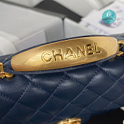 Chanel Mini Flap Bag with Top Handl Lambskin Leather In Navy 12 × 20 × 6 cm - 4