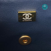 Chanel Mini Flap Bag with Top Handl Lambskin Leather In Navy 12 × 20 × 6 cm - 5