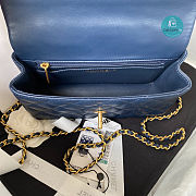 Chanel Mini Flap Bag with Top Handl Lambskin Leather In Navy 12 × 20 × 6 cm - 6
