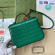 Gucci GG Marmont crocodile Mini Top Handle Bag In Green 20x14x8cm  - 3