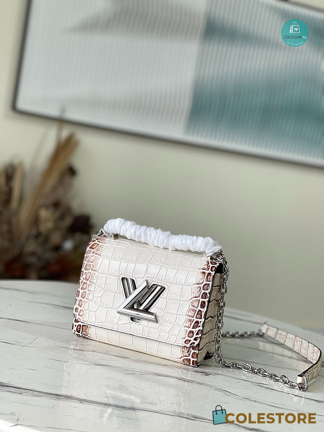 Louis Vuitton LV Mini Twist Shoulder Bag In White Crocodile Leather 19 x 15 x 9 cm - 1