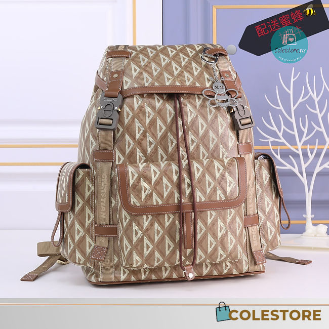 Dior Hit the Road Backpack Coffee CD Diamond Canvas 43 x 51 x 20 cm - 1