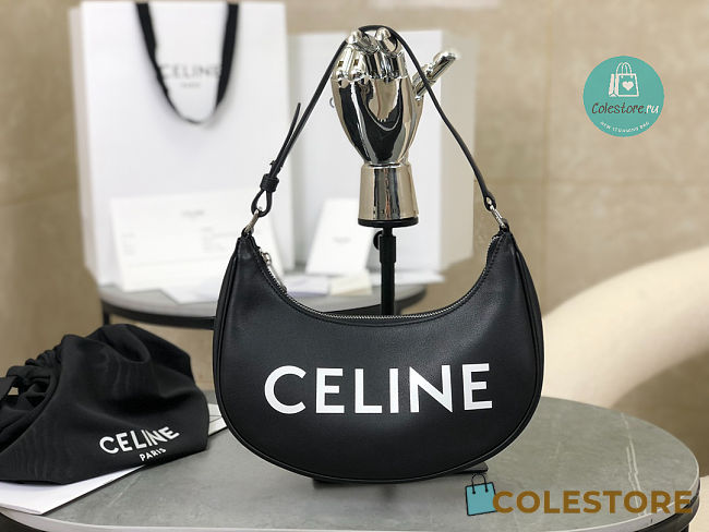 Celine Ava Bag In Smooth Calfskin With Celine Print Black 23x14x7cm  - 1