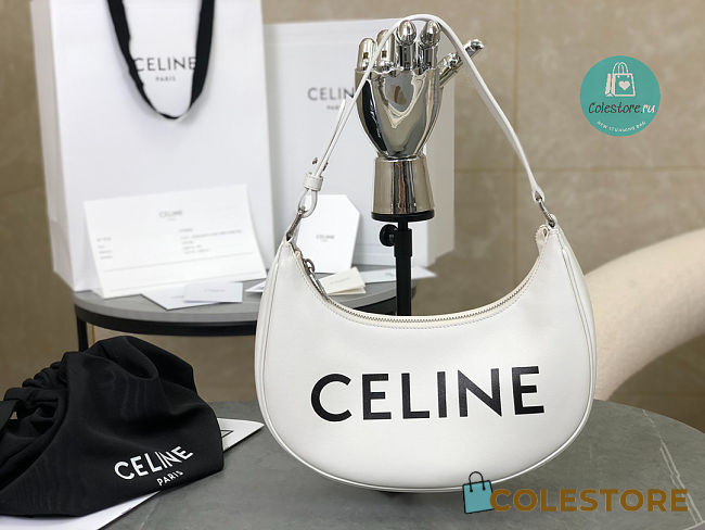 Celine Ava Bag In Smooth Calfskin With Celine Print White 23x14x7cm  - 1
