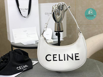 Celine Ava Bag In Smooth Calfskin With Celine Print White 23x14x7cm 