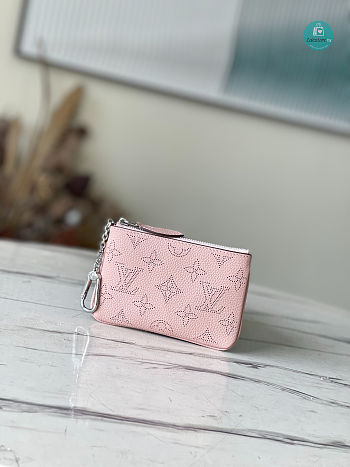 Louis Vuitton Key Pouch Mahina In Pink 13.8x9x1.5cm