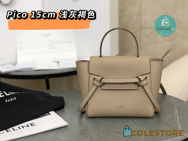 Celine Pico Belt Bag In Grained Calfskin Light Taupe 15x13x9 cm - 1