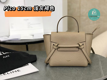 Celine Pico Belt Bag In Grained Calfskin Light Taupe 15x13x9 cm