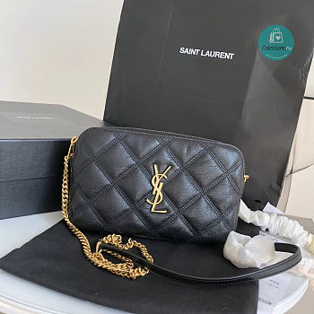 YSL Saint Laurent Becky Quilted Mini Bag In Black 19×11×5cm  