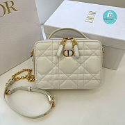 Dior Caro Box Bag With Chain Latte In White 19x5x14cm - 1