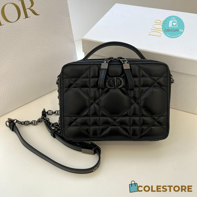 Dior Caro Box Bag With Chain Latte In Black 19x5x14cm - 1