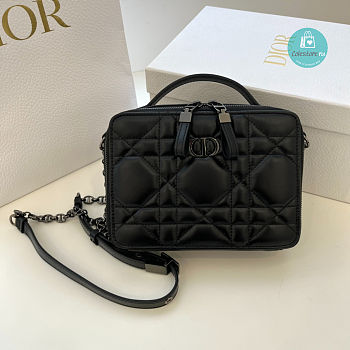 Dior Caro Box Bag With Chain Latte In Black 19x5x14cm