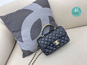 Chanel Mini Flap Bag with Top Handle Lambskin Leather In Black 12 × 20 × 6 cm - 1