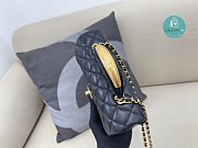 Chanel Mini Flap Bag with Top Handle Lambskin Leather In Black 12 × 20 × 6 cm - 5