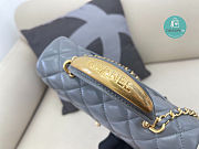 Chanel Mini Flap Bag with Top Handle Lambskin Leather In Gray 12 × 20 × 6 cm - 6
