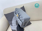 Chanel Mini Flap Bag with Top Handle Lambskin Leather In Gray 12 × 20 × 6 cm - 5
