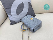 Chanel Mini Flap Bag with Top Handle Lambskin Leather In Gray 12 × 20 × 6 cm - 3