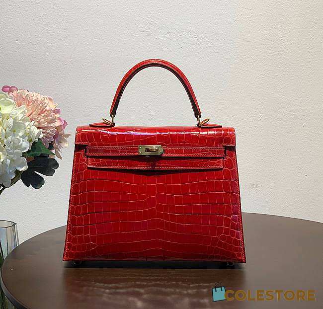 Hermes Kelly In Red Crocodile Leather 25 cm - 1